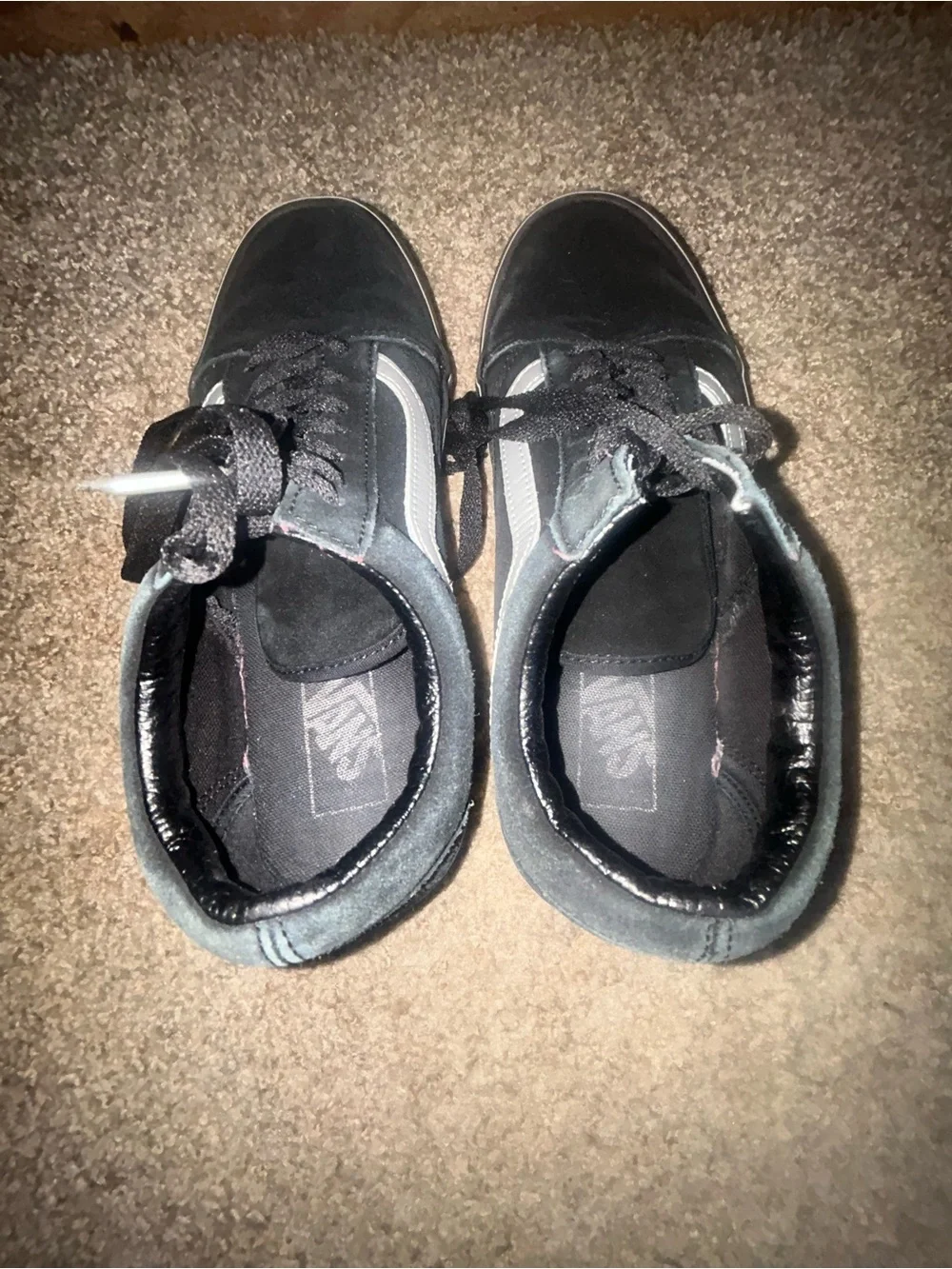 Vans Old Skool Black Silver Canvas Suede Skate Shoes Mens Size 8 Low Top Used